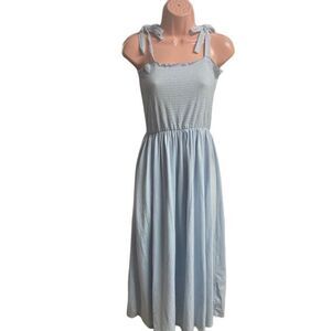 SEE YOU MONDAY Women’s Blue Ruched Bodice Spaghetti Straps Midi Dress Size Mediu